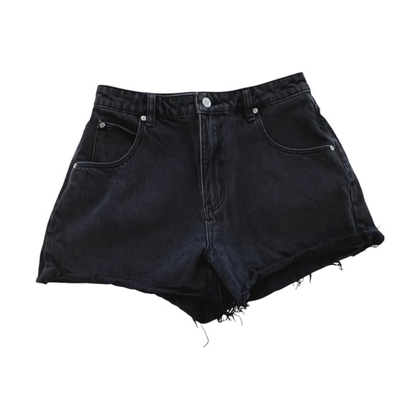 ROLLA'S Pants - Rollas NWT Mirage High Rise Loose Fit Denim Shorts Washed Black Raw Hem 28